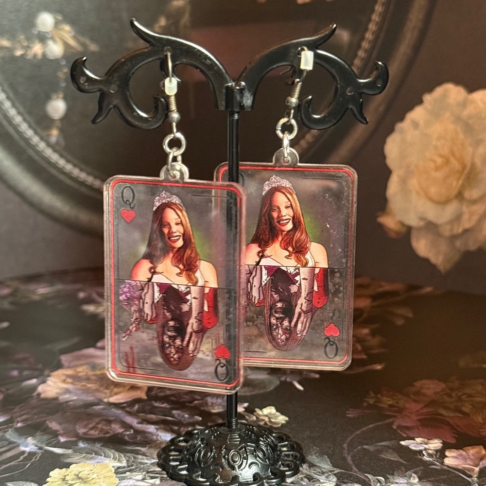 Carrie Earrings, Horror Earrings, Playing Card Earrings -Lauren Rankin